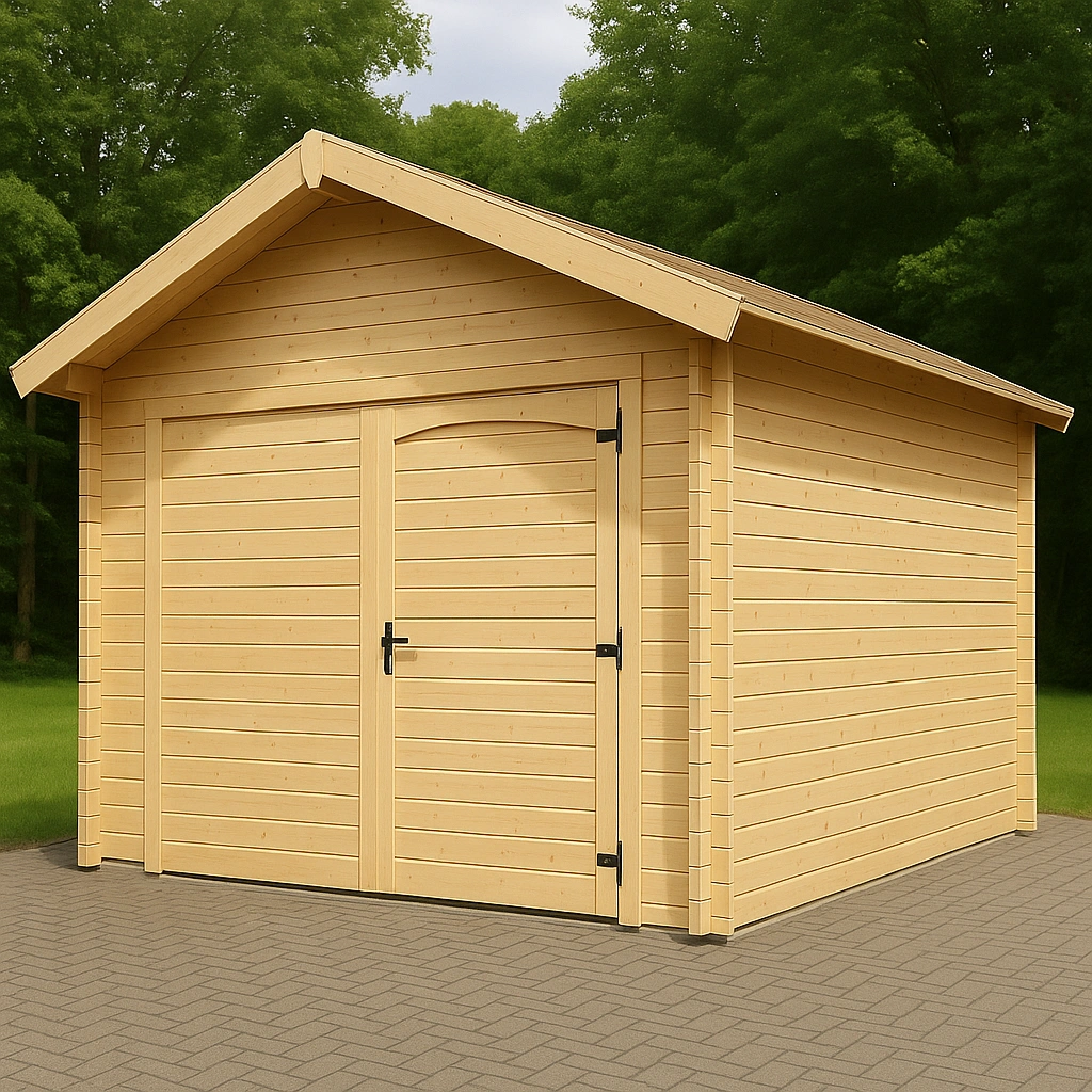 Carport aus Holz mit Satteldach und Doppeltüren, 3 x 5 x 2,7 m