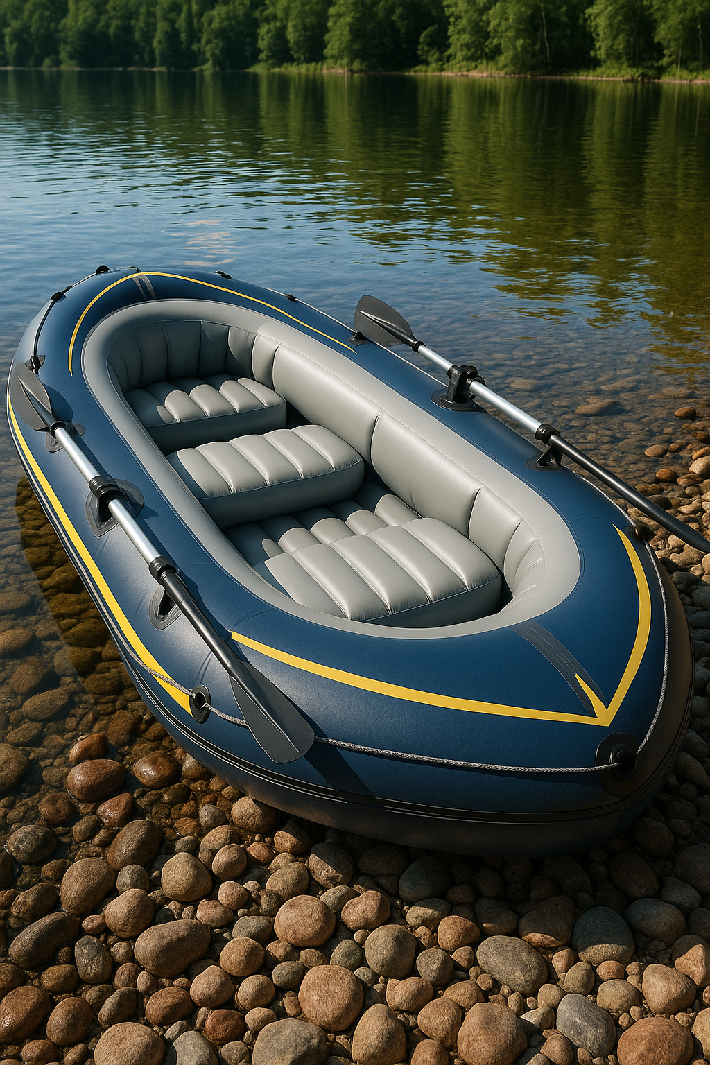 Schlauchboot, blau und grau, PVC-Kunststoff, geeignet für Seen und Flüsse, 291 x 127 x 46 cm vqFAPdA515cx