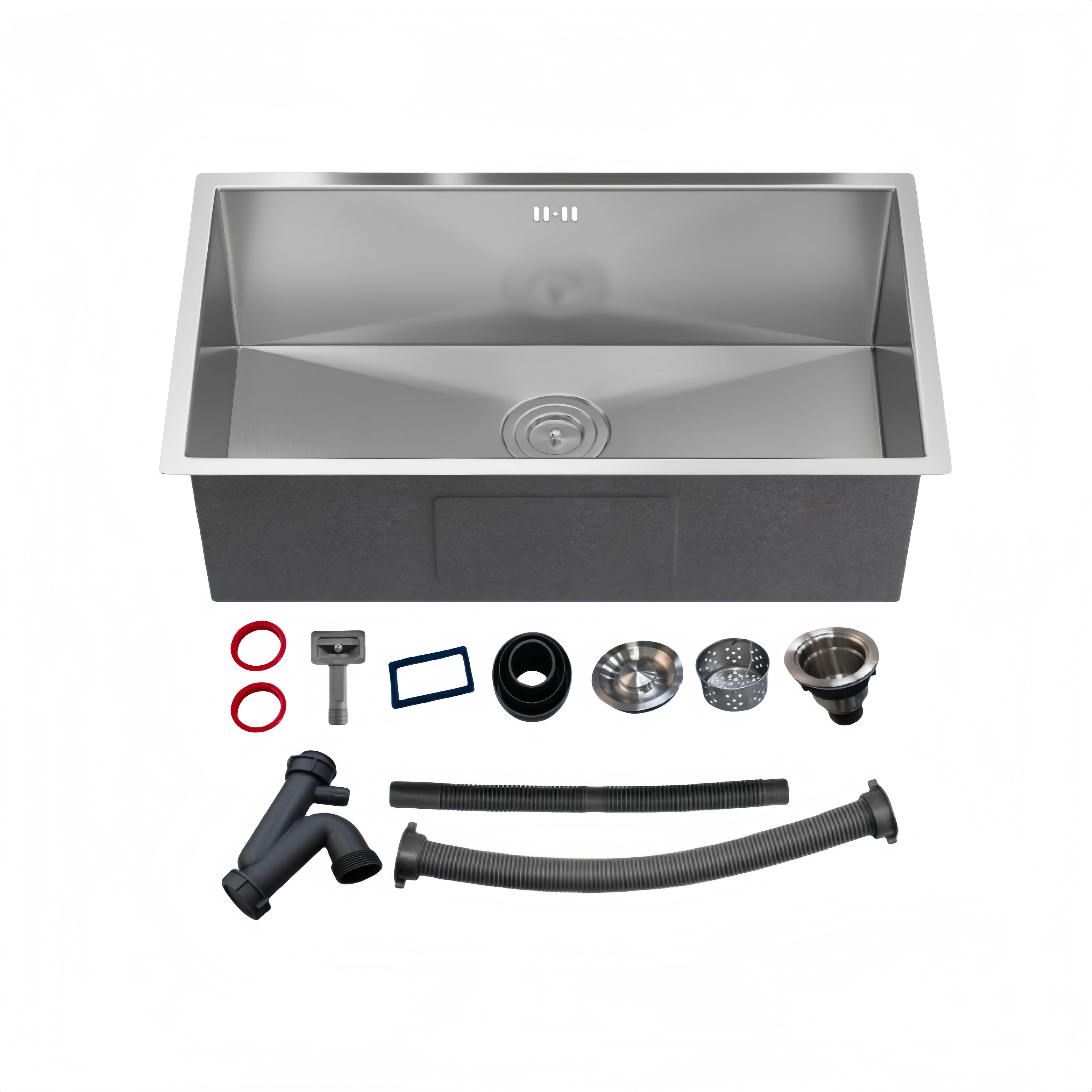 Edelstahlspüle mit grauer Armatur für die Küche (Innenbereich), 76 × 45 × 22 cm - F60TRIrdsyp1
