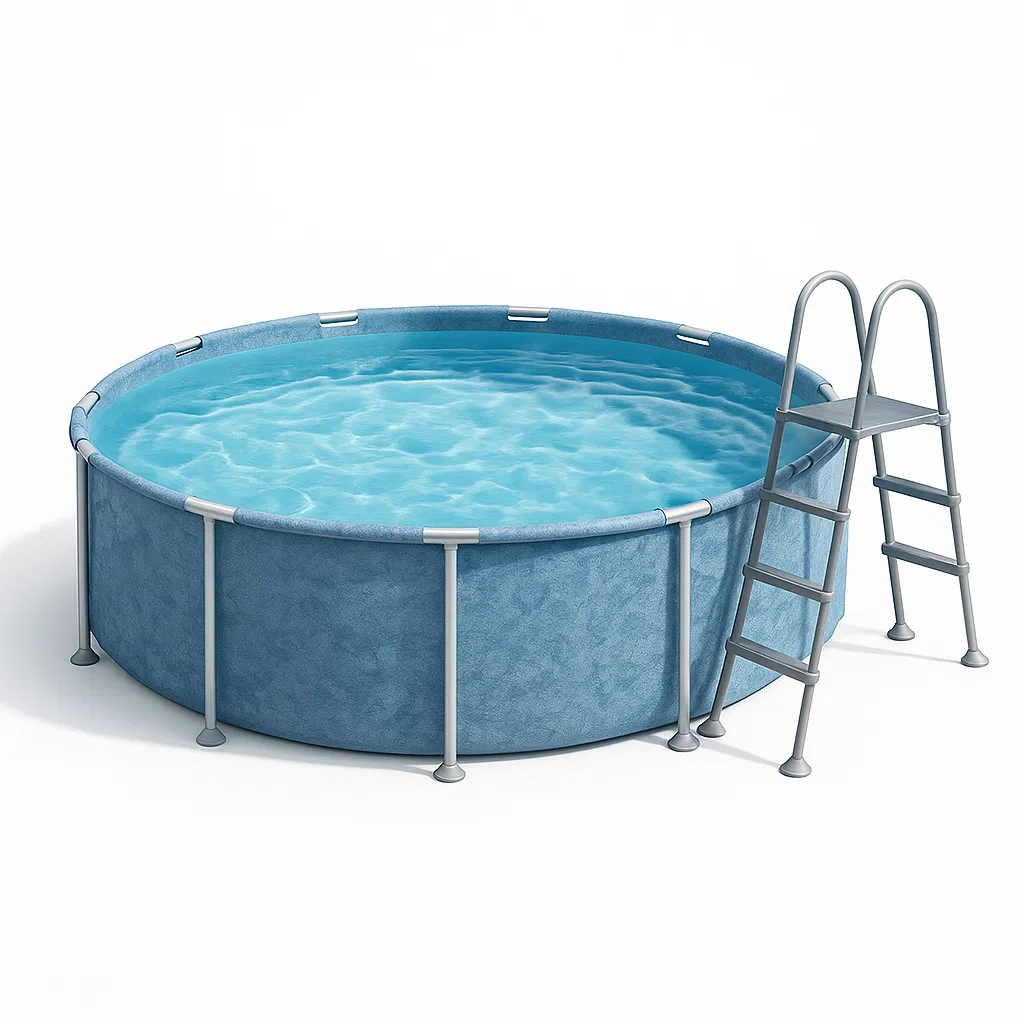 Runder, röhrenförmiger Swimmingpool 298x96 cm blau mit Filter und Leiter BfQxAHP241gG