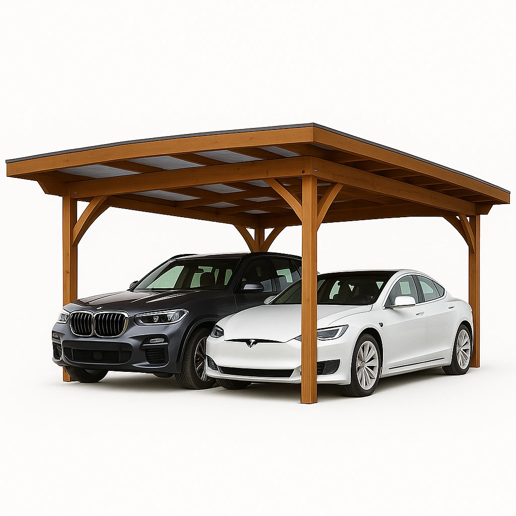 Gartengarage aus Holz, natürliche Holzoptik, L 500 x B 300 x H 250 cm