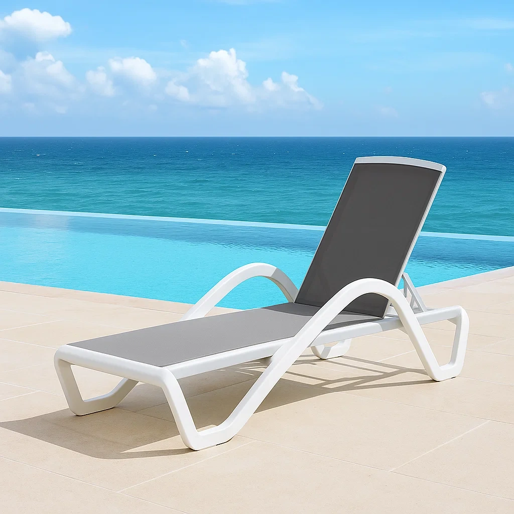 Gartenliege, weiß, Aluminium, für den Außenbereich, 170 x 68 x 93 cm