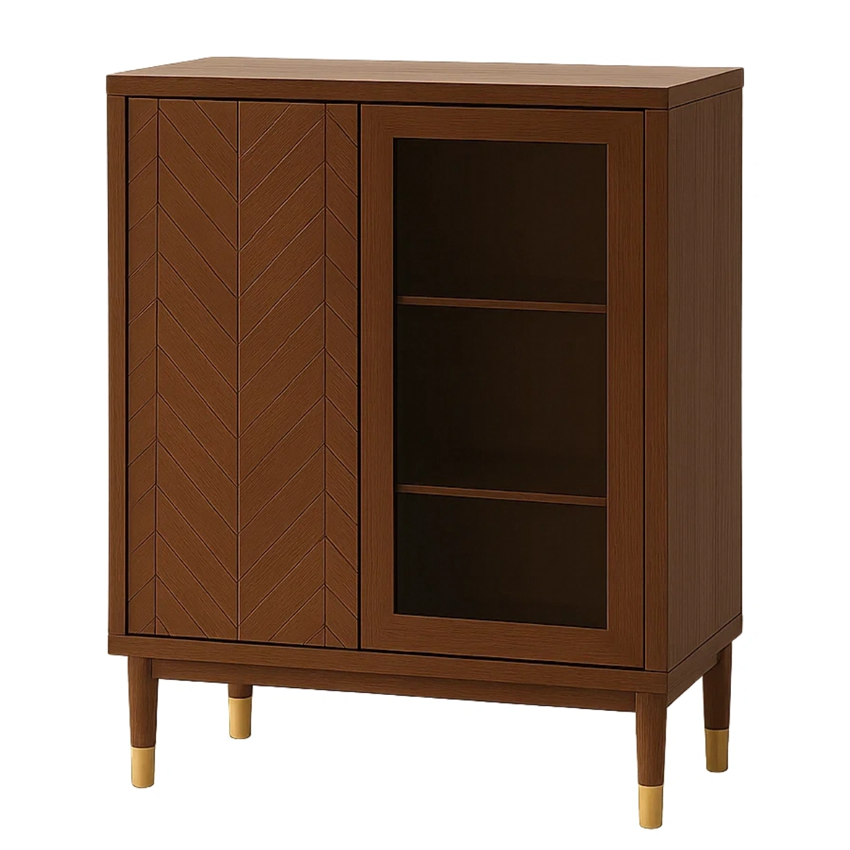 Vitrine mit Tür, Holz, braun, einfache Montage, fürs Wohnzimmer, 70 x 35 x 100 cm - WgRIFbyCrlHV