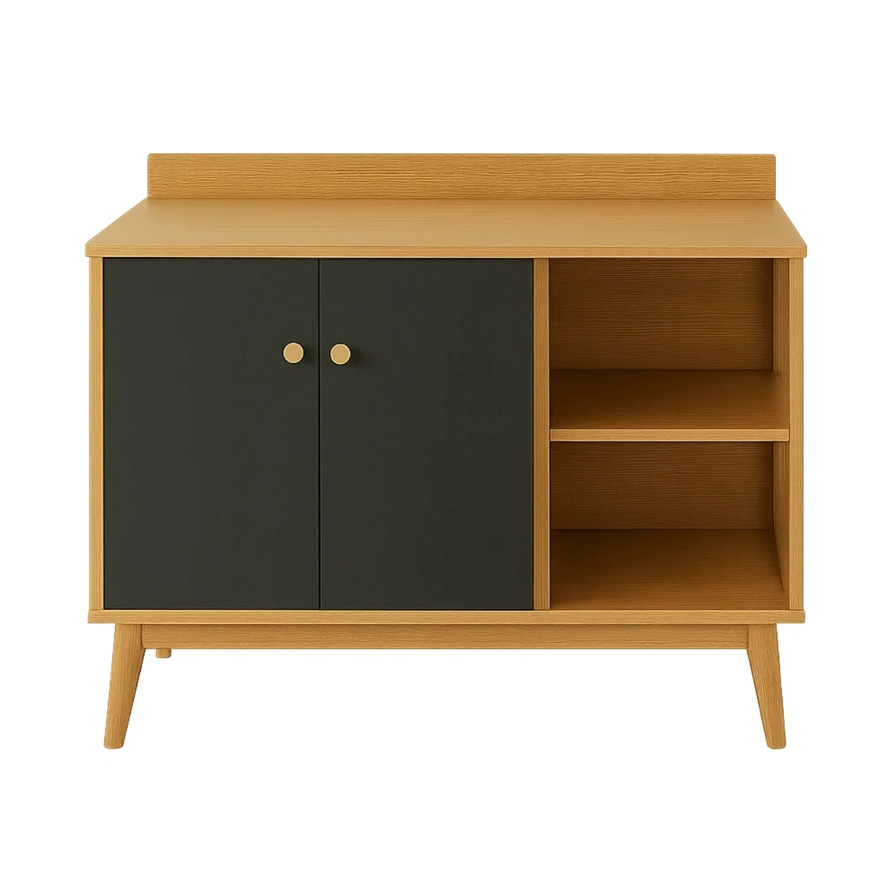Kücheninsel, Küchenwagen mit 2 Türen und Ablage, Naturholz und Schwarz, 80x40x80 cm - NCBGLbgym0wl