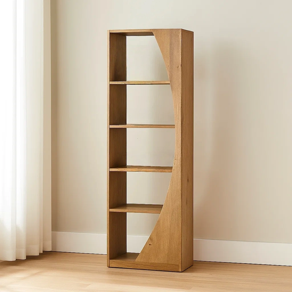 Offenes Bücherregal mit 5 Ebenen, MDF-Platte, mittelbraun, freistehend, für Wohn- oder Schlafzimmer, 60 x 24 x 180 cm - D266dbiSF4wM