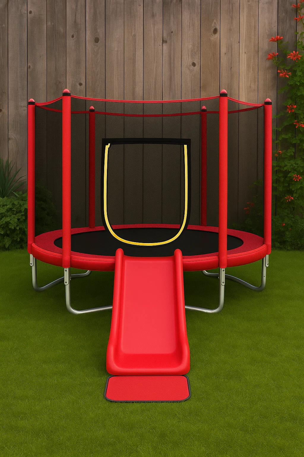 Rotes PVC-Trampolin für den Außenbereich mit Rutsche, 220×220×210 cm, jnSXpSn111Ne