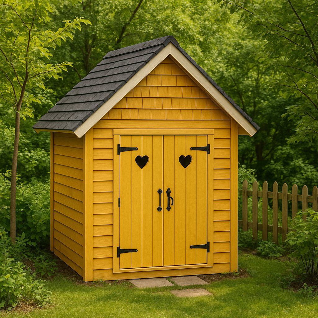 Gelb-schwarzer Gartenschuppen aus Holzimitat, für den Außenbereich, 200 × 180 × 250 cm