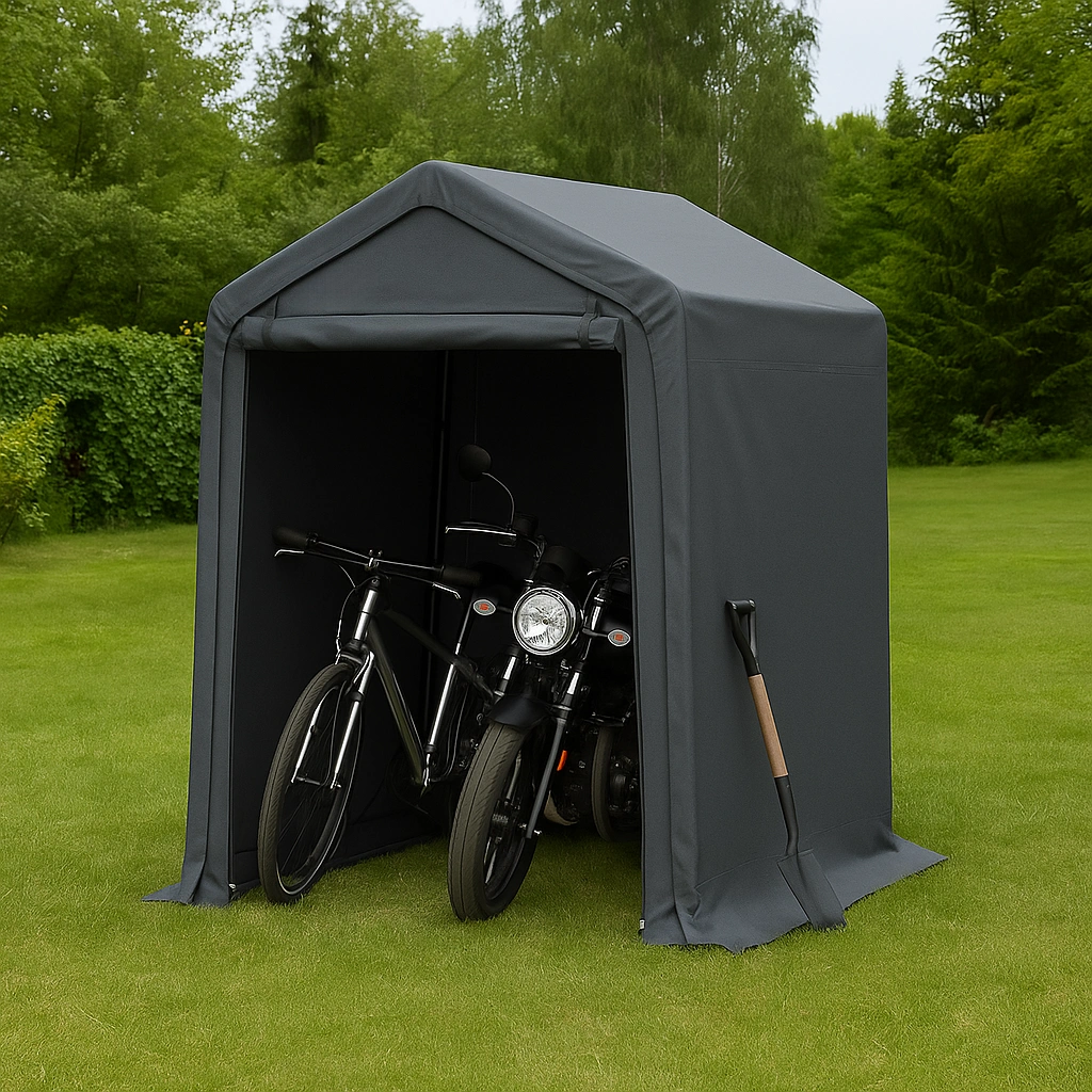 Tragbare, wasserdichte Garage, dunkelgrau, Stoff/Metall, für den Außenbereich, 200 x 200 x 200 cm