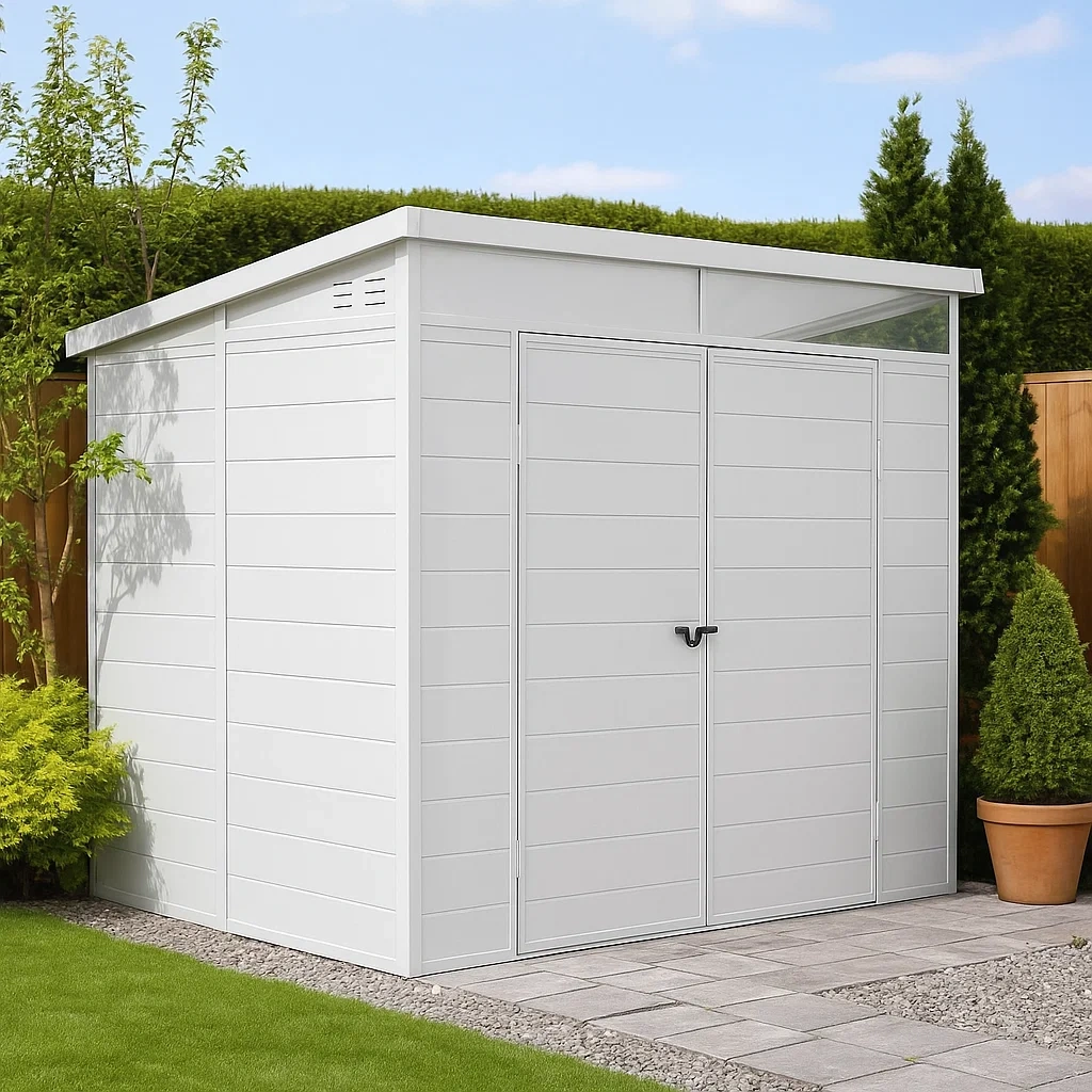 Gartenhaus aus weißem, verzinktem Stahl, 4,77 m² - cxOUVUT132vH