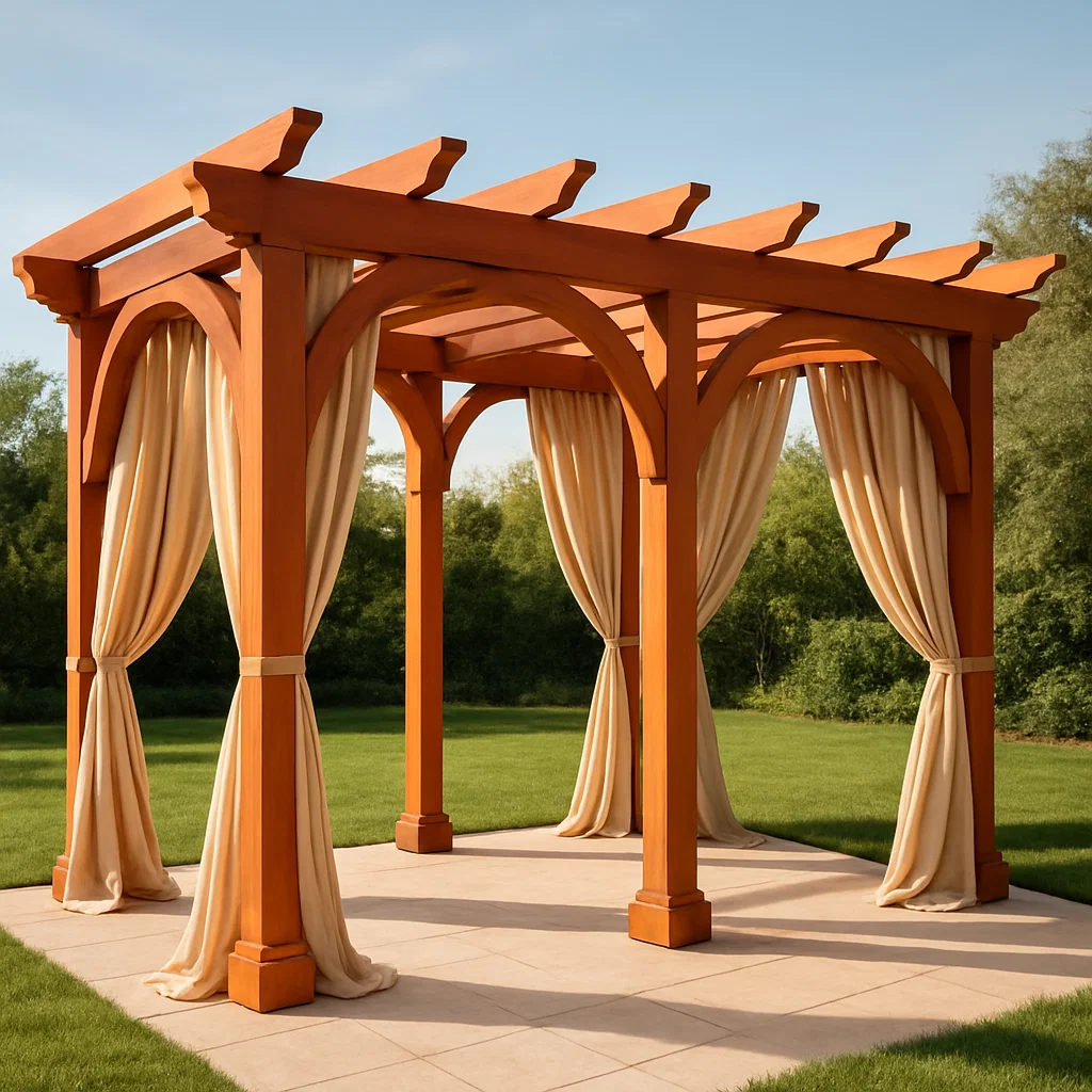 Gartenpergola aus Holz – Terrakottafarben – für den Außenbereich – 400 cm lang x 280 cm hoch x 330 cm tief ZmJJjMN319LO