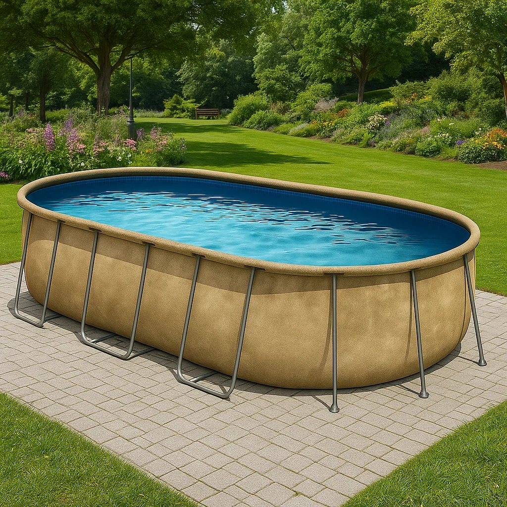 Ovaler, abnehmbarer Rohrpool mit Stahlrahmen 472x286x104 cm beige/blau hEvJMaK154kr
