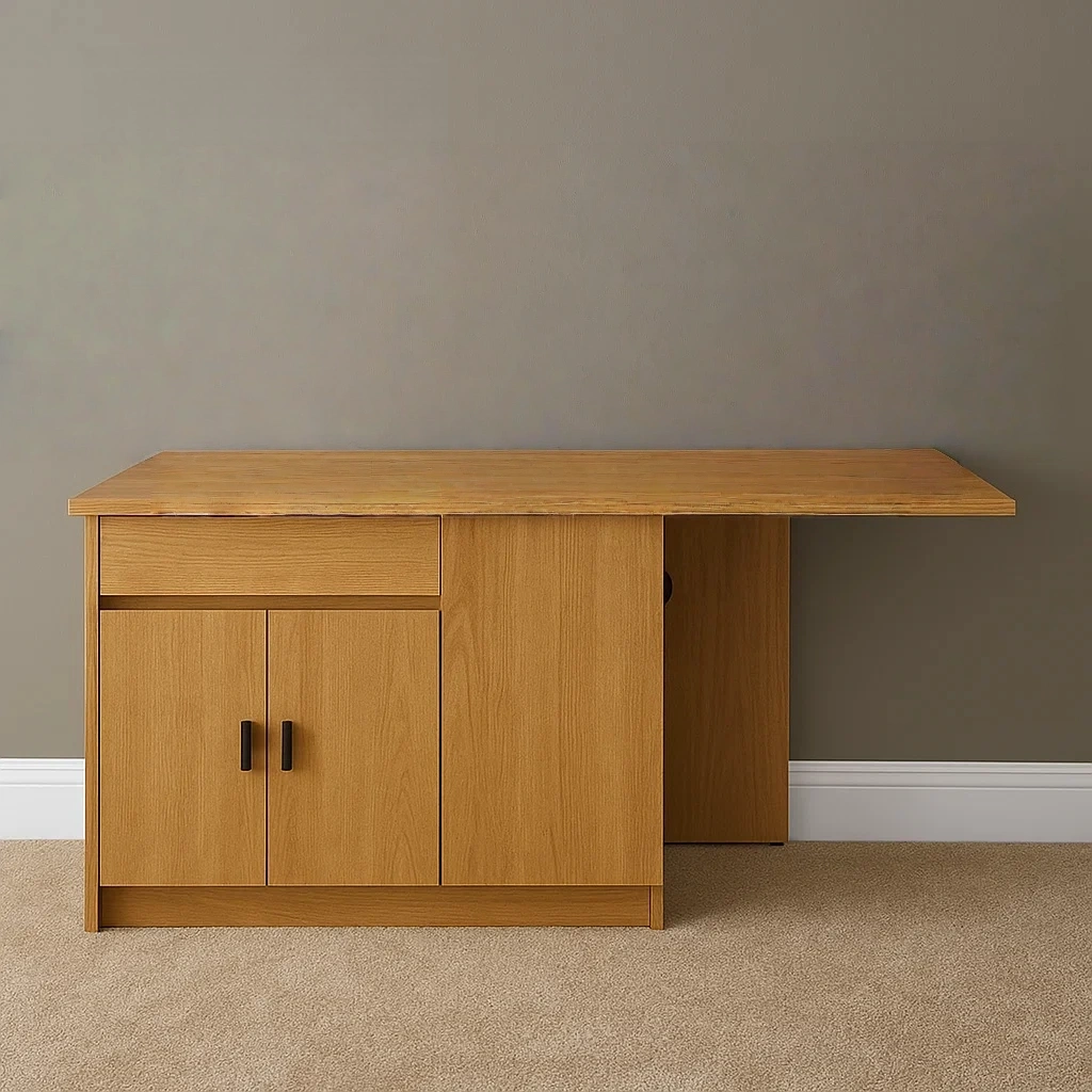 Kücheninsel, rechteckig, aus MDF, Eichenholzoptik, mit Schrank, Schublade und ausziehbarer Seitenwand, 140 x 80 x 75 cm, für den Hausgebrauch - z9GEbPzRFuHe