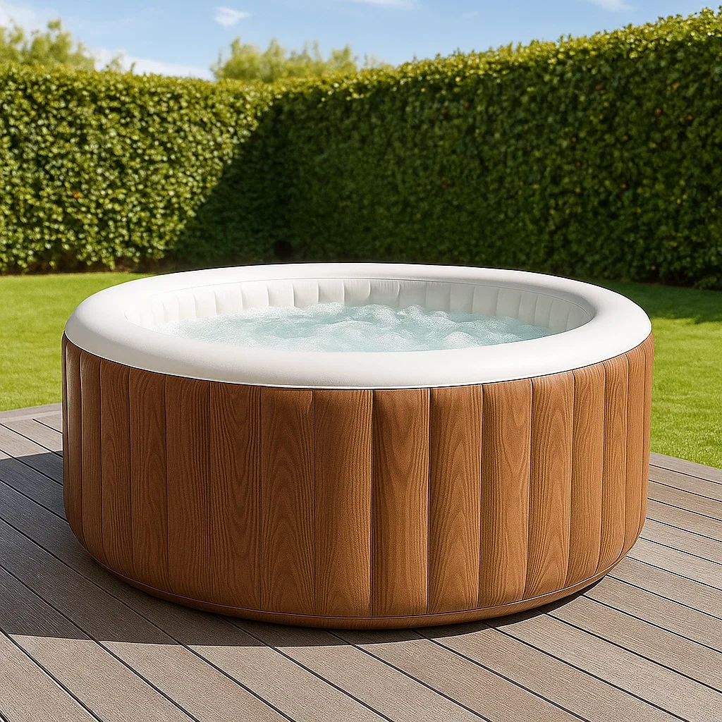 Aufblasbarer Whirlpool 180x180x71 cm 4 Personen rund Holz/weiß FCsusvu311xY