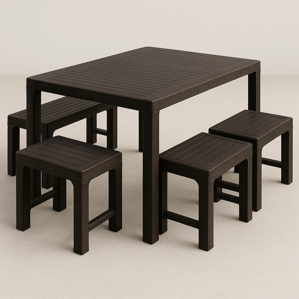 Braunes Harz-Tisch- und Bankset für Gartenterrasse - VTIInHe542KA