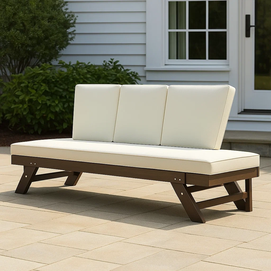 Gartensofa, beige, Holz, für den Außenbereich geeignet, 206 x 54 x 81 cm