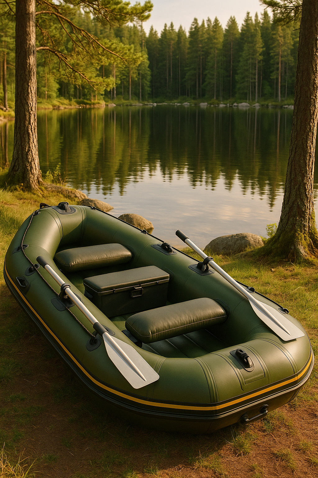 Aufblasbares grünes Kunststoffboot für See und Angeln, 291 x 127 x 46 cm, cqEoTyY521nQ