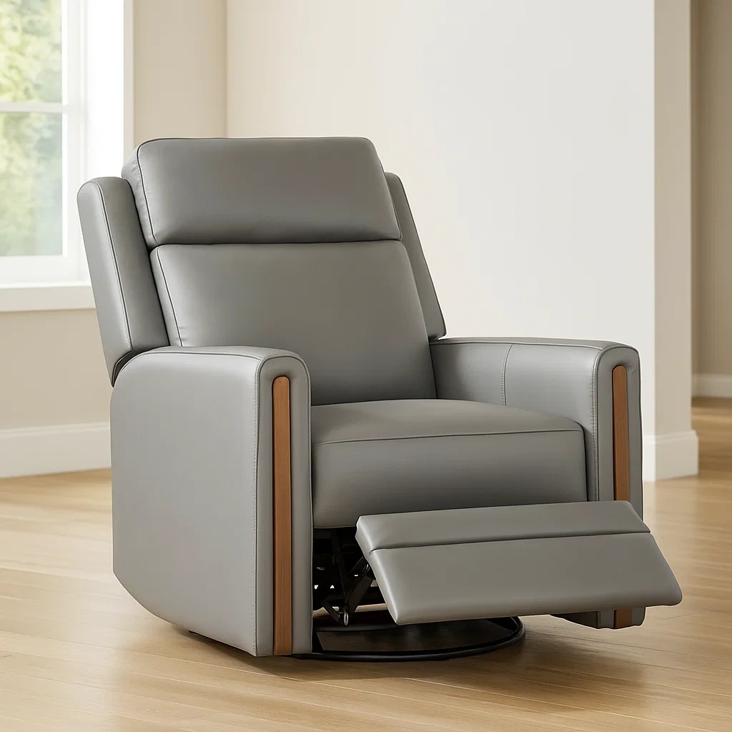 Sonnenliege, grau, Leder, geeignet fürs Wohnzimmer, 93 x 74 x 48 cm