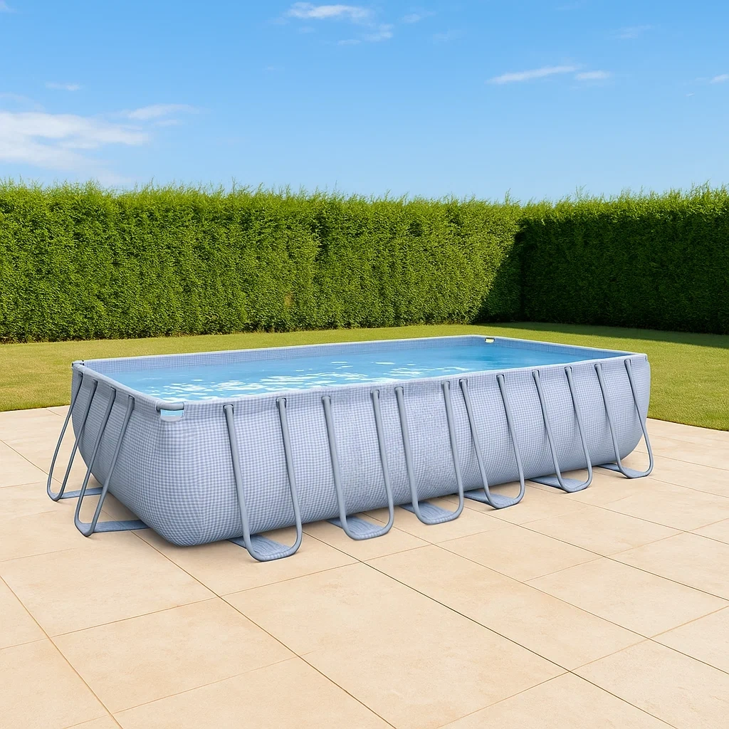 Schwimmbad, grau, Stahl und PVC, für den Garten, 549 x 274 x 100 cm