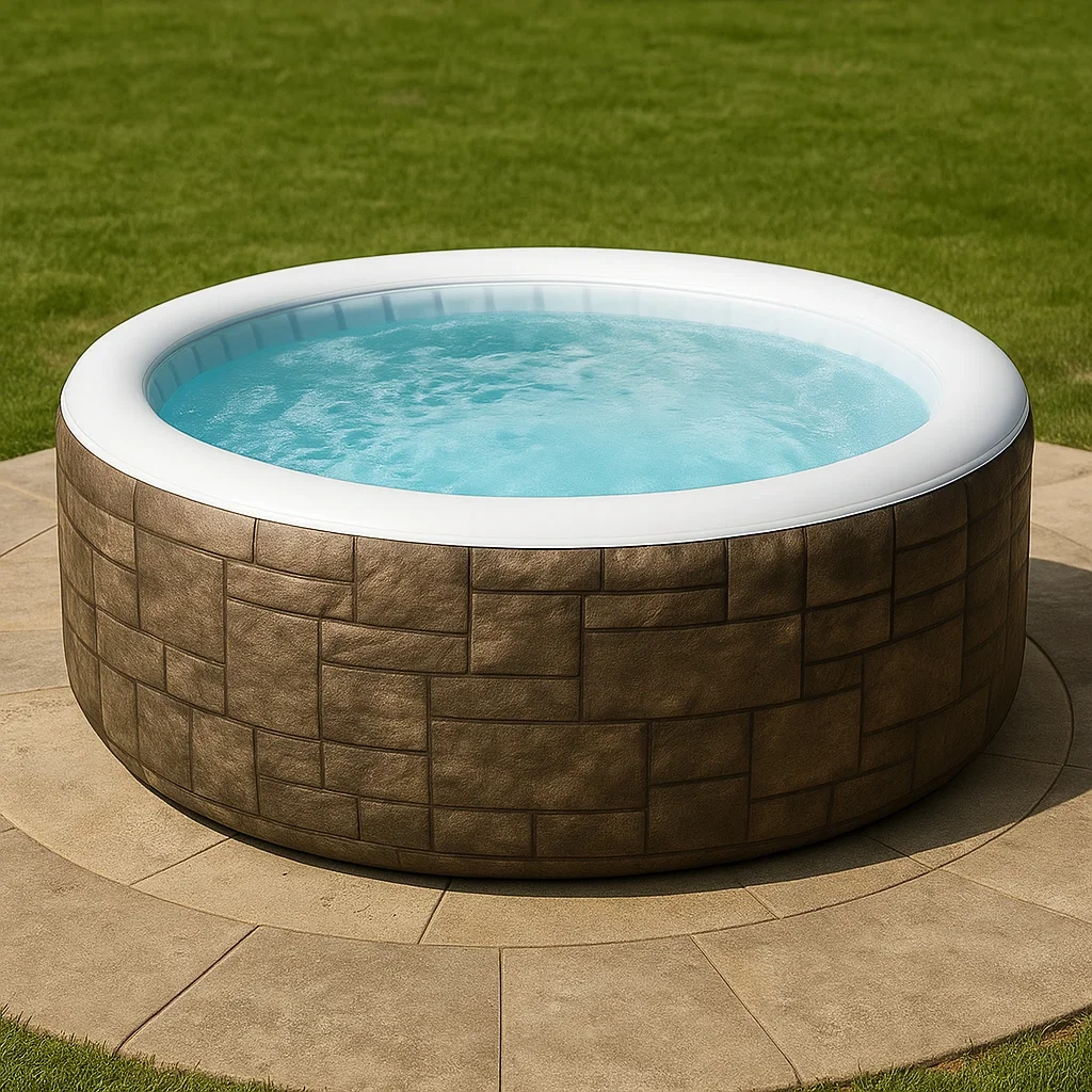Aufblasbare Whirlpools, 150 x 150 x 71 cm, 4 Personen, rund, Farbe: Stein/Weiß, OqdGObk330ZG