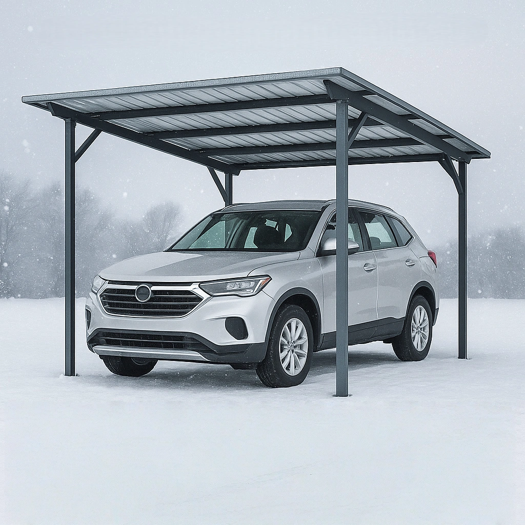 Grauer Carport aus Metall für den Außenbereich, 500 x 300 x 260 cm