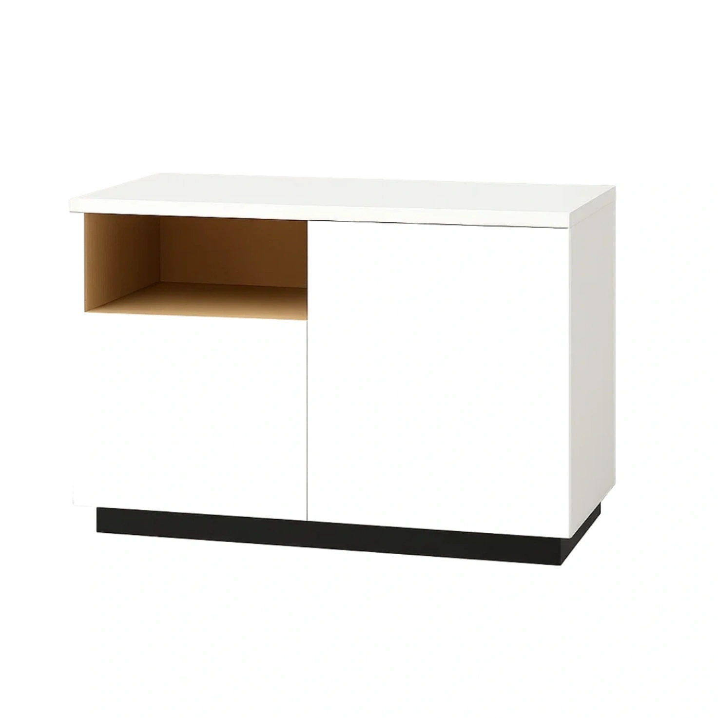 Rechteckige Kücheninsel mit Ablage und Tür, weiß und naturfarbenes Holz, freistehend, 100 x 45 x 80 cm für die Küche - d3cbHuD3M8ry