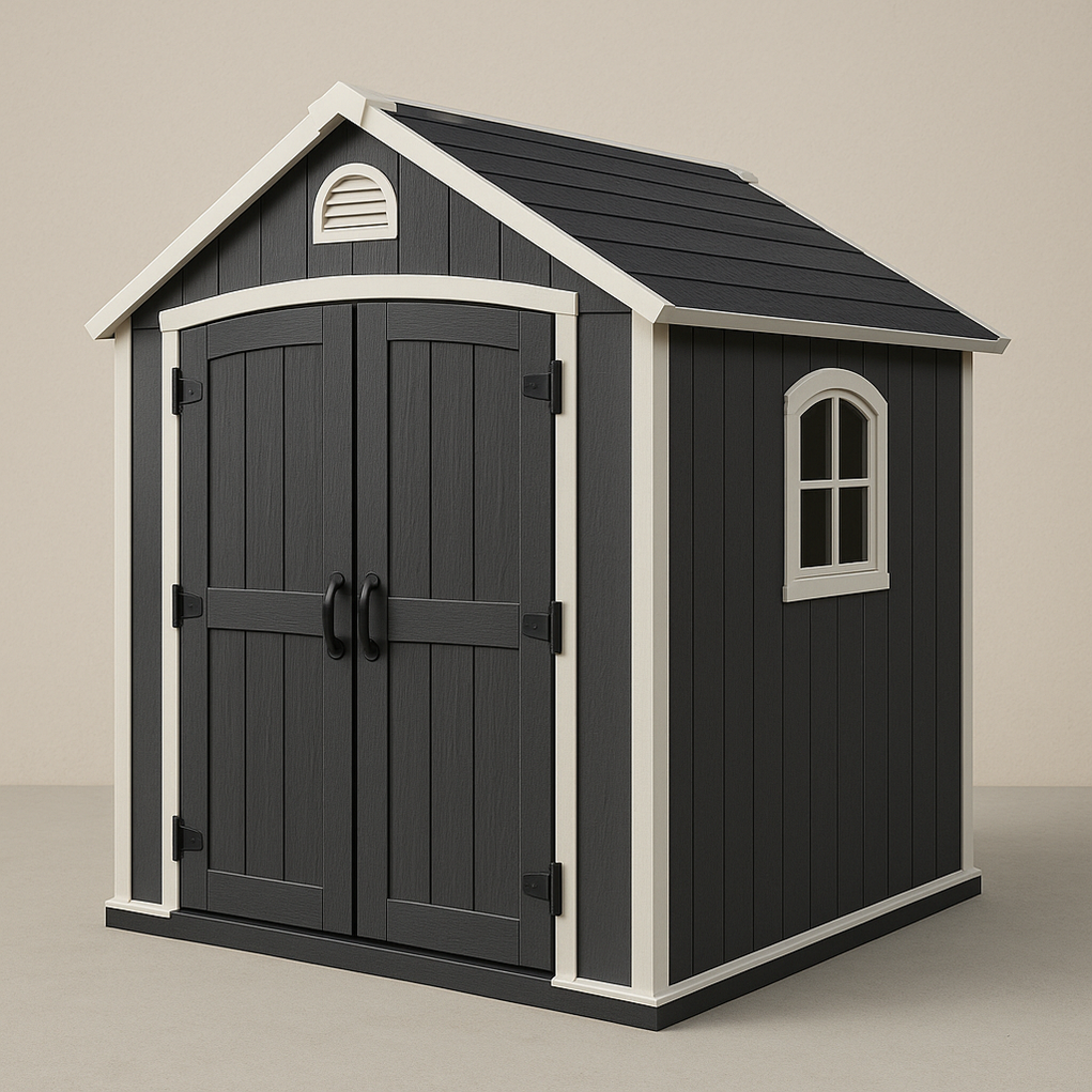 Gartenhaus aus Kunstharz 232x216x250 Schwarz/Weiß mSSNIMG395jS
