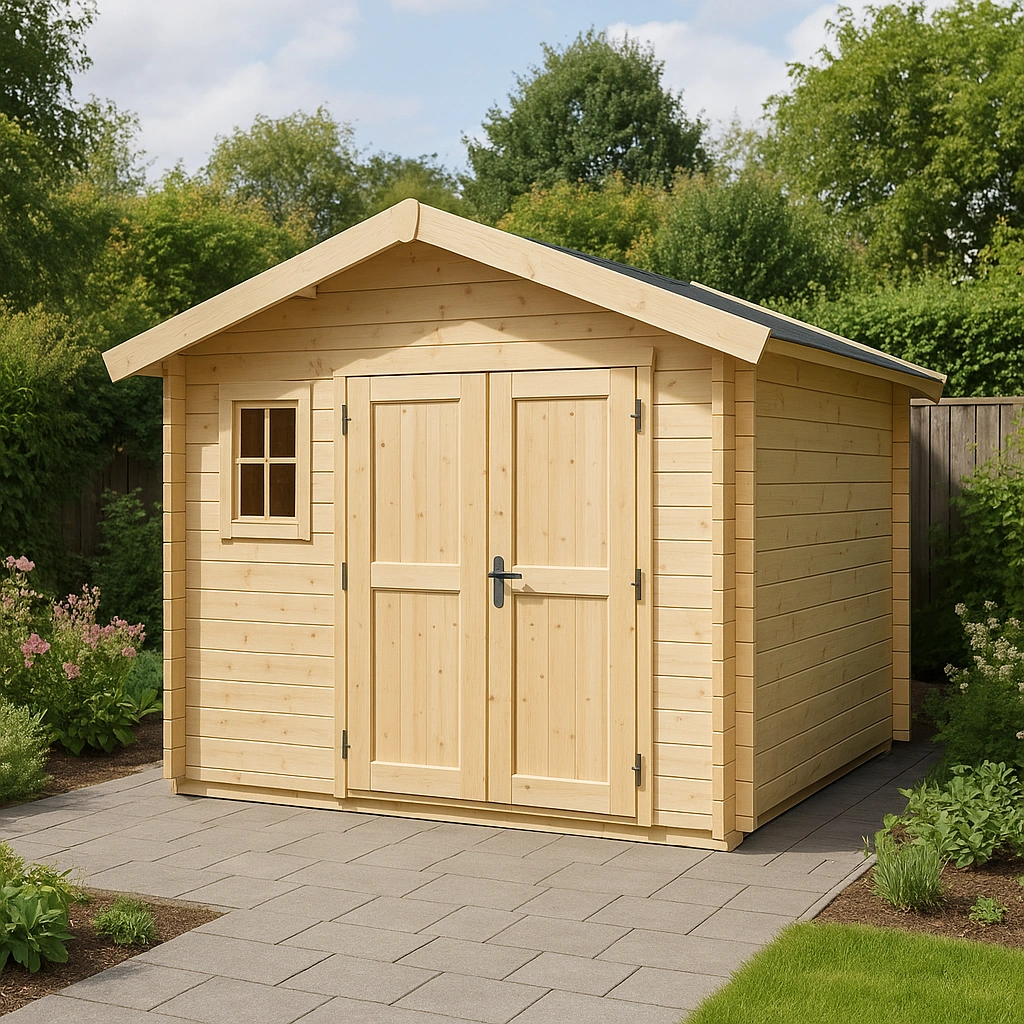 Gartenhaus aus Naturholz, 240 cm x 240 cm x 260 cm, mit Fenster und Türen