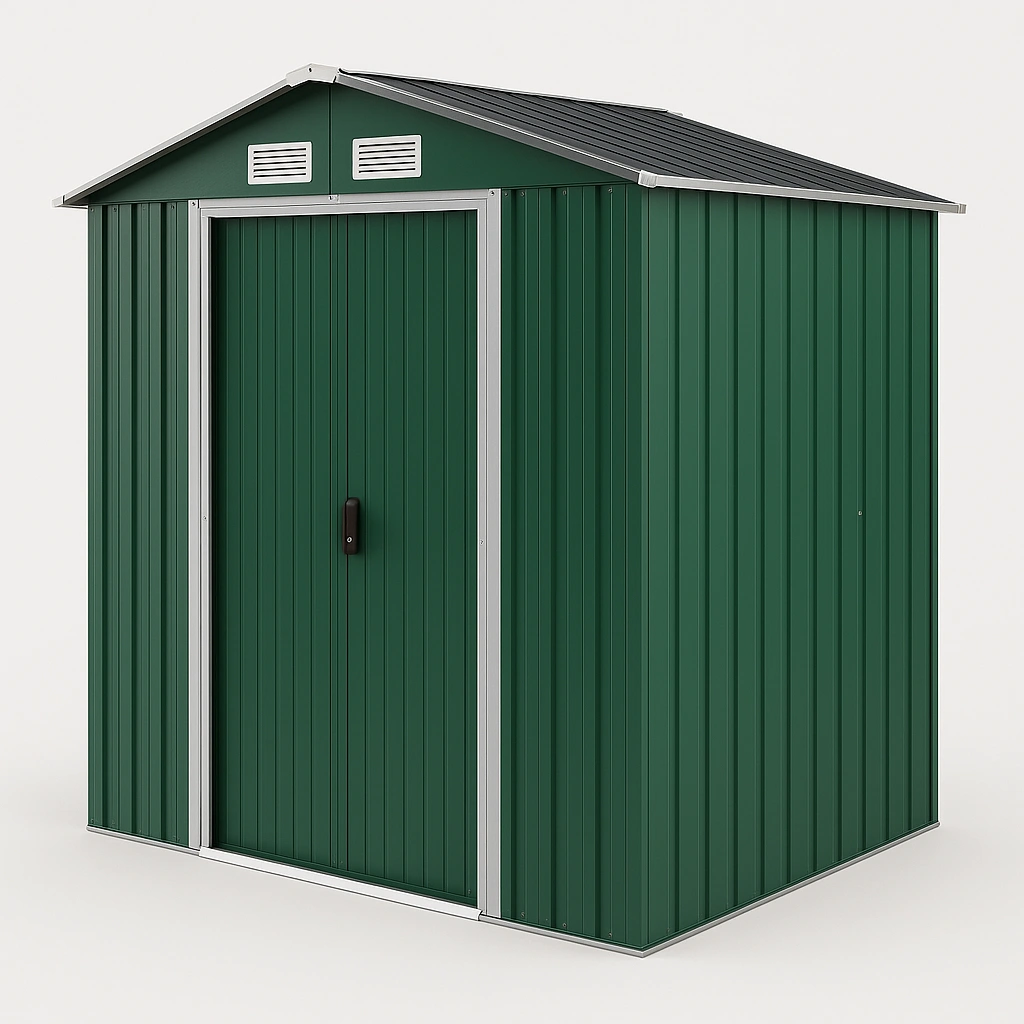Grünes Metall-Gartenhaus zur Aufbewahrung, 210 x 150 x 225 cm