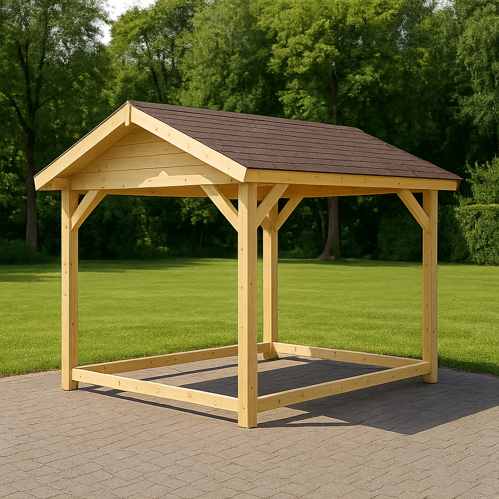 Gartenpergola, offene Konstruktion, Naturholzfarbe, für den Außenbereich, 300 × 250 × 270 cm
