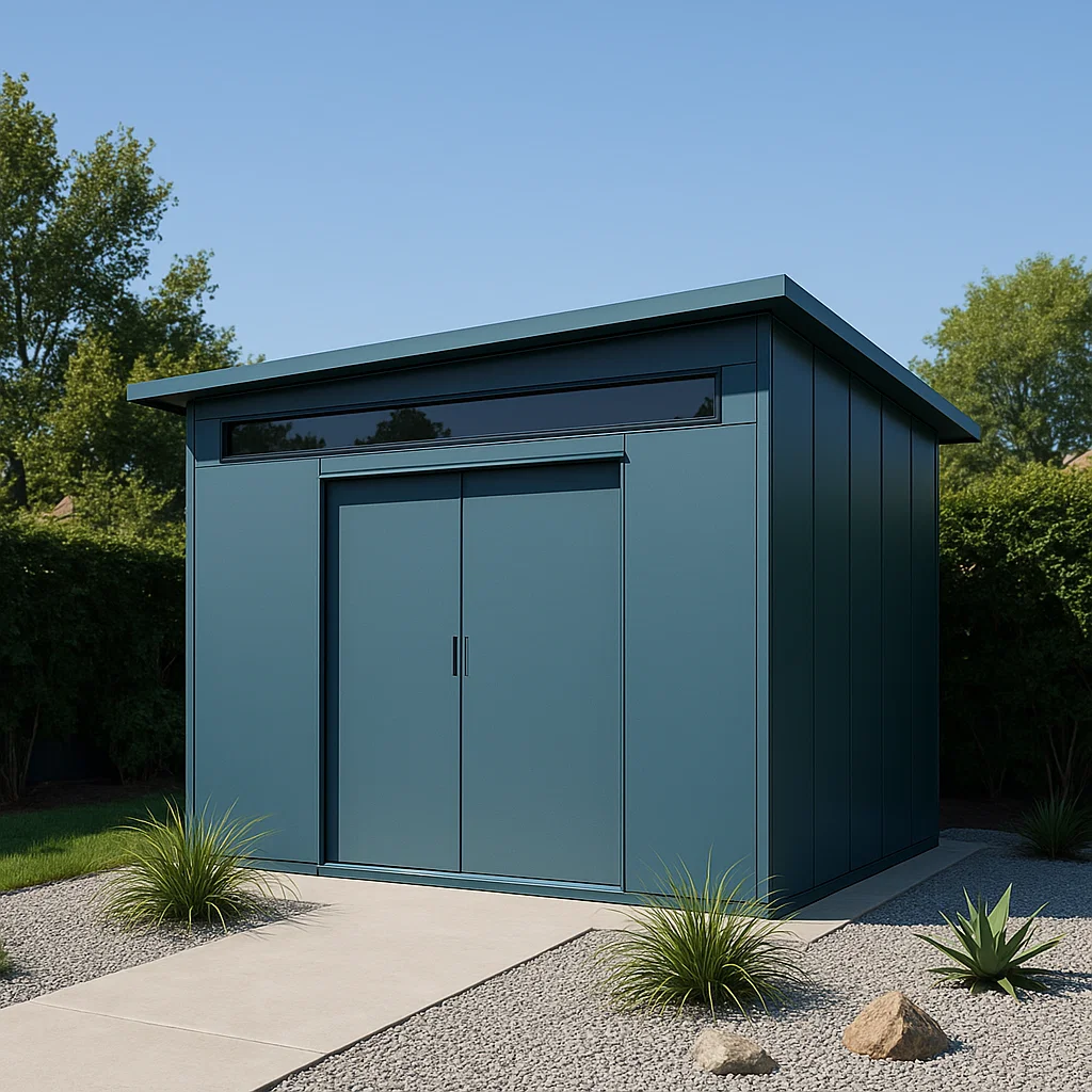 Dunkelblauer Metall-Gartenschuppen, Stahl für den Außenbereich, 230 x 200 x 215 cm nbJiWWa191bl