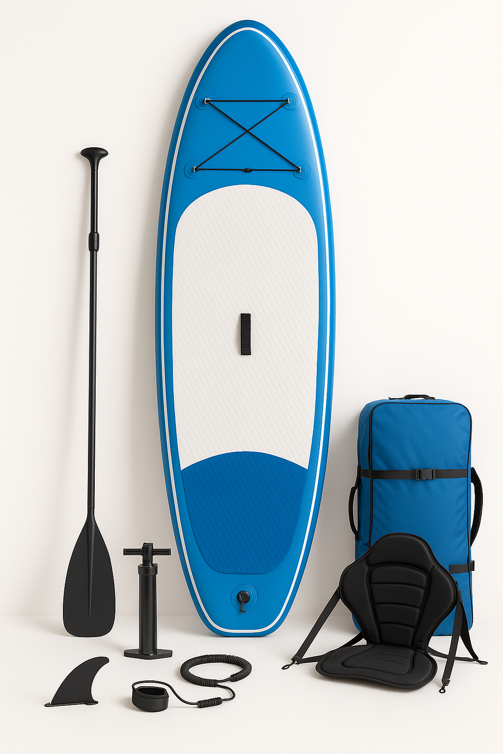Aufblasbares Stand-Up-Paddle-Board (SUP) für Outdoor-Sportarten, blau-weiß, PVC, für See/Strand/Reisen, 310 × 82 × 15 cm, Zselohn559cn