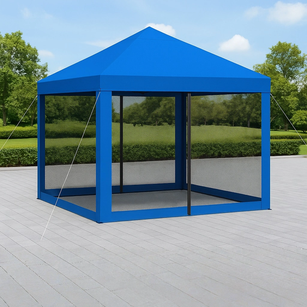 Quadratisches blaues Gartenpavillon-Zelt für den Außenbereich, 250 x 120 x 260 cm - PpbTZSW339Xd