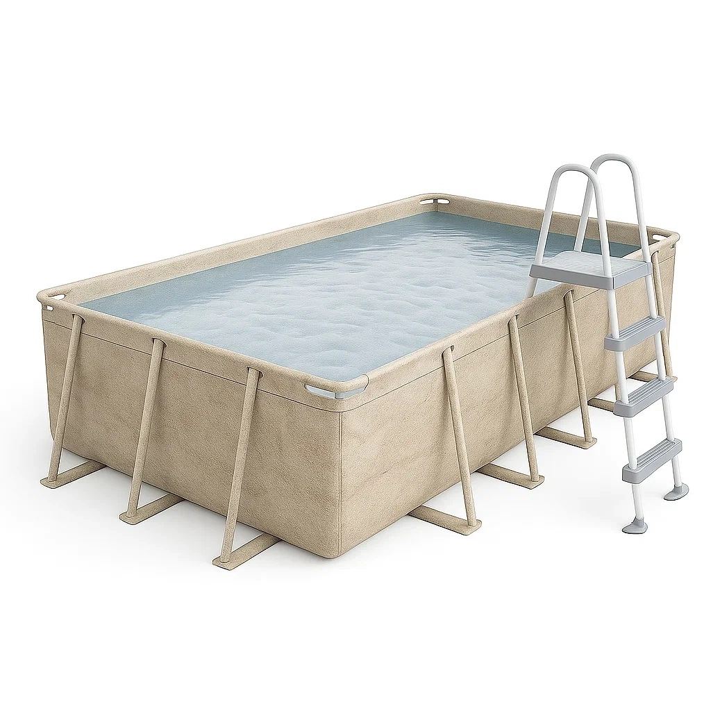 Rechteckiger, abnehmbarer Stahlrohrpool 532x265x119 cm, beige, mit Filter und Leiter, NxkyQCQ204pv