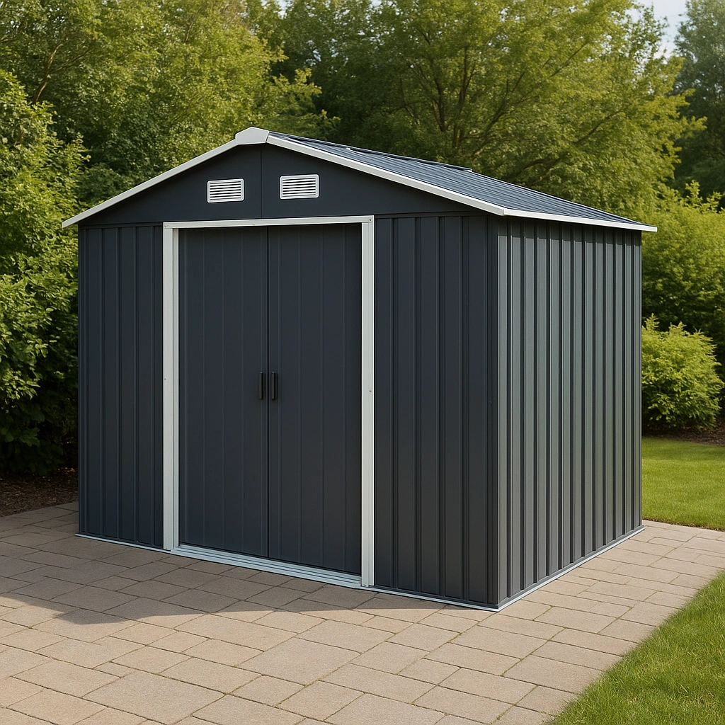 Gartenhaus Aufbewahrung Grau Stahl Außenbereich 240x190x230 cm