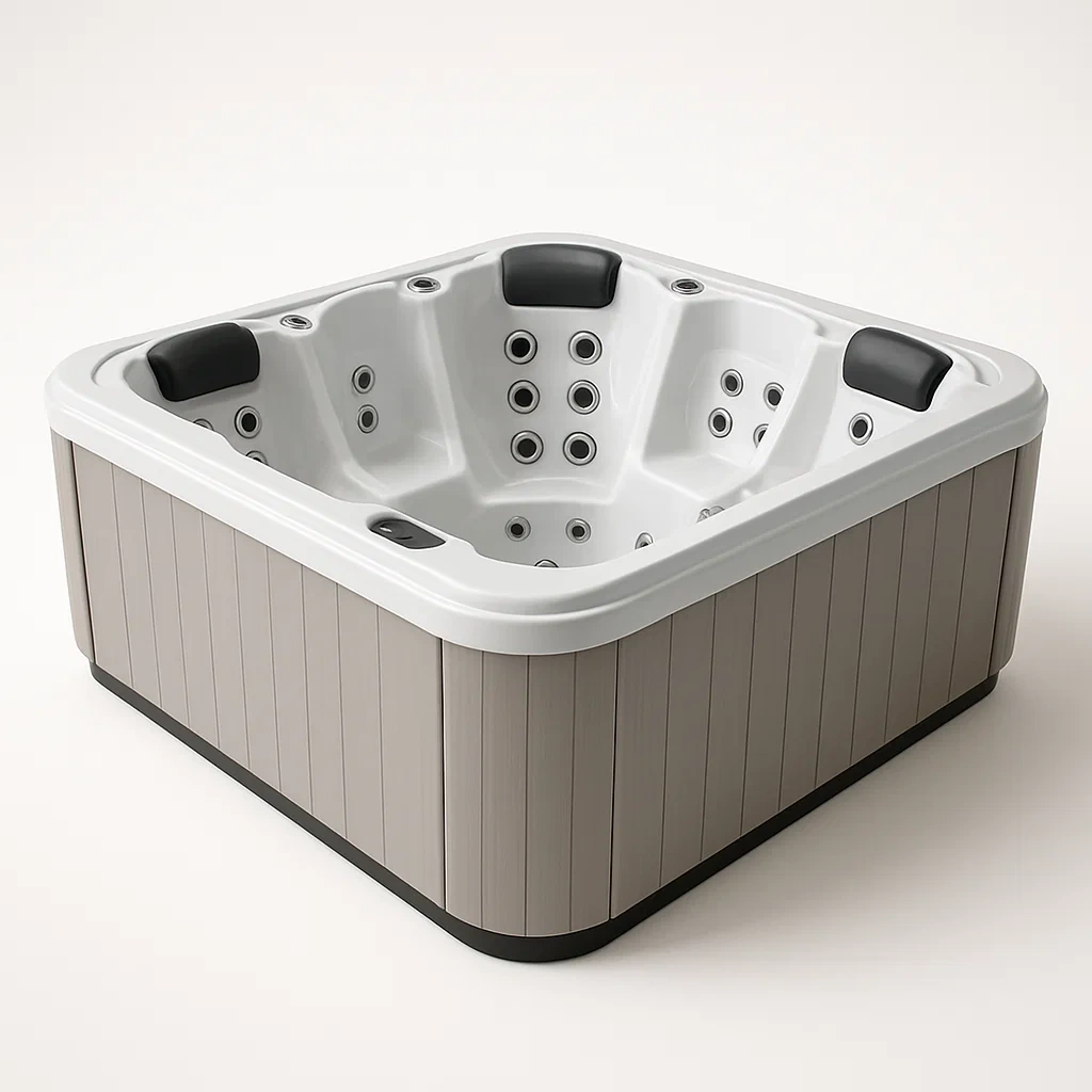 Feste Whirlpools 200x200x80 cm, 3 Sitze, quadratisch, Grau/Weiß vXHaflE408FY