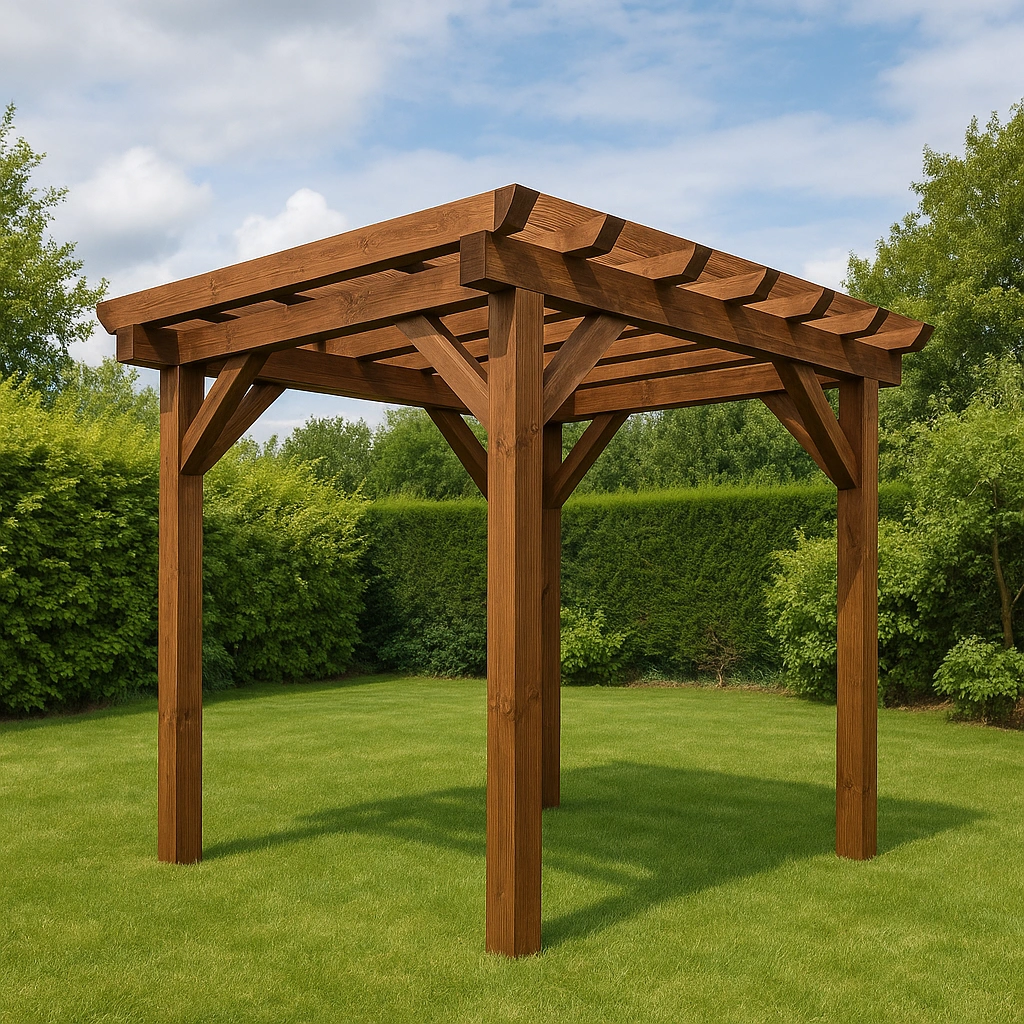 Gartenpergola aus Massivholz, braun, für den Außenbereich, 250 cm x 250 cm x 260 cm