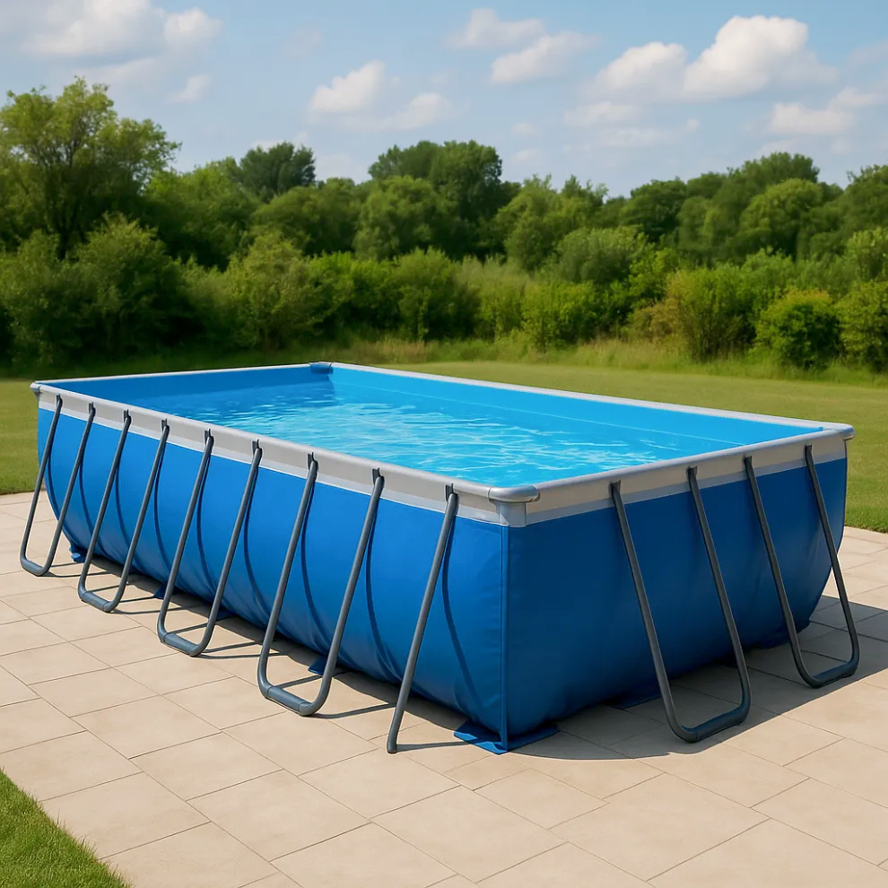Rechteckiger Röhrenpool, PVC-Rohrpool, Stahl, 732 x 366 x 132 cm, Blau/Grau, MiyuCmd636ip