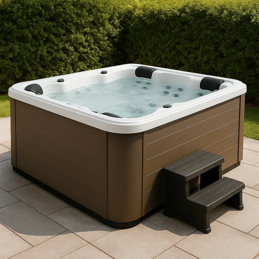 Feste Whirlpools 245 x 245 x 71 cm, 4 Sitze, achteckige Form, braun/weiß, rURJDif405RX