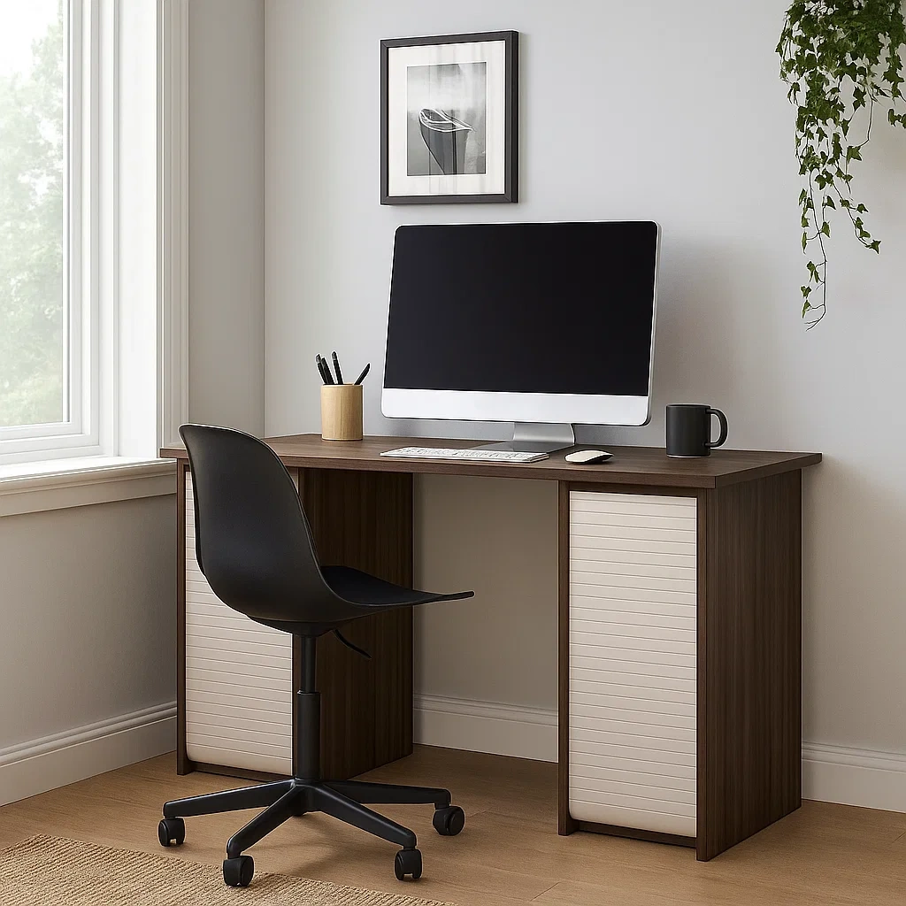 Computertisch aus dunkelbraunem und weißem MDF-Holz, 120 x 45 x 75 cm - tqyEwuZ297Ul