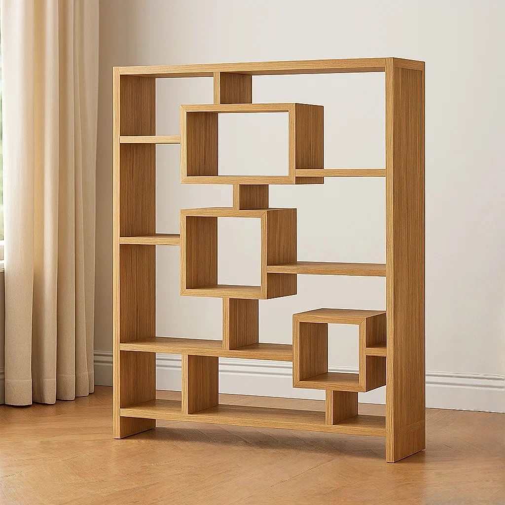 Bücherregal aus Holz, Holzrahmen, Eichenfarbe, für Büro oder Wohnzimmer, freistehend, 120 x 30 x 150 cm - 2rbRRTavTV2E