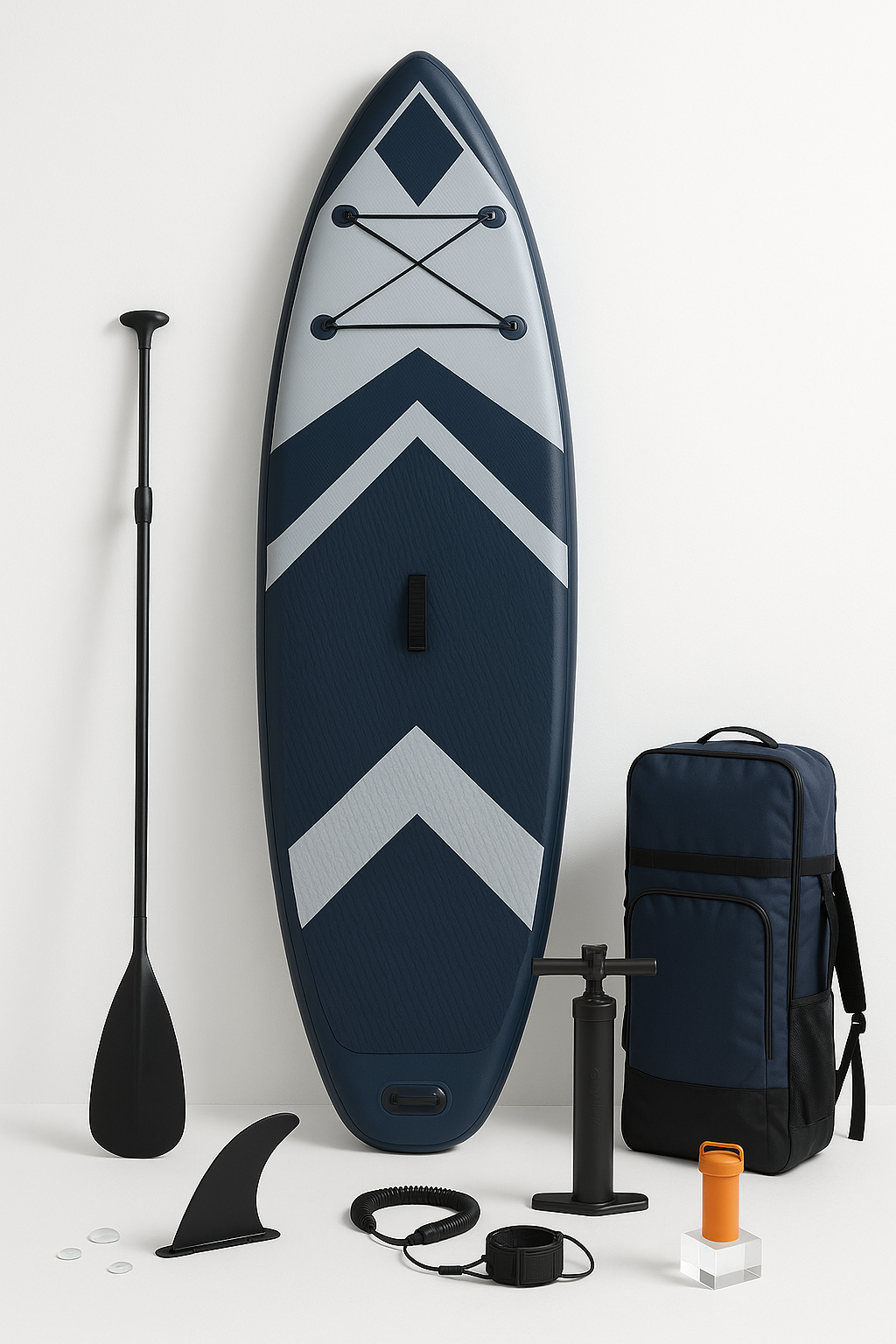 Aufblasbares Stand-Up-Paddle-Board (SUP) für Outdoor-Sportarten, marineblau und grau, PVC, für Strand/See/Reisen, 310 × 80 × 15 cm, pmYULrm547AV
