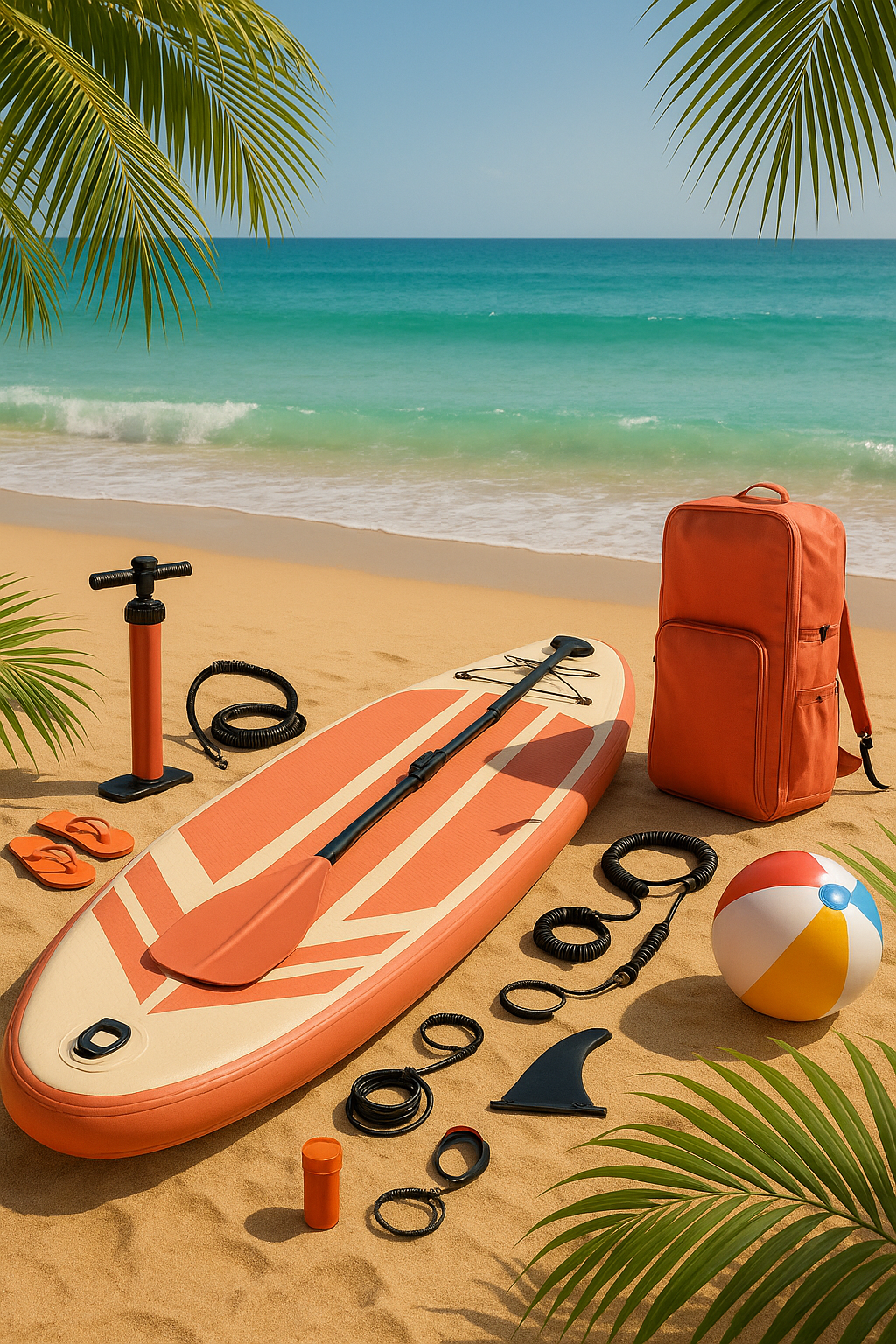 Aufblasbares Paddleboard aus orange-cremefarbenem PVC für Strand und Meer, 320 x 84 x 15 cm, vWwRKet540yd