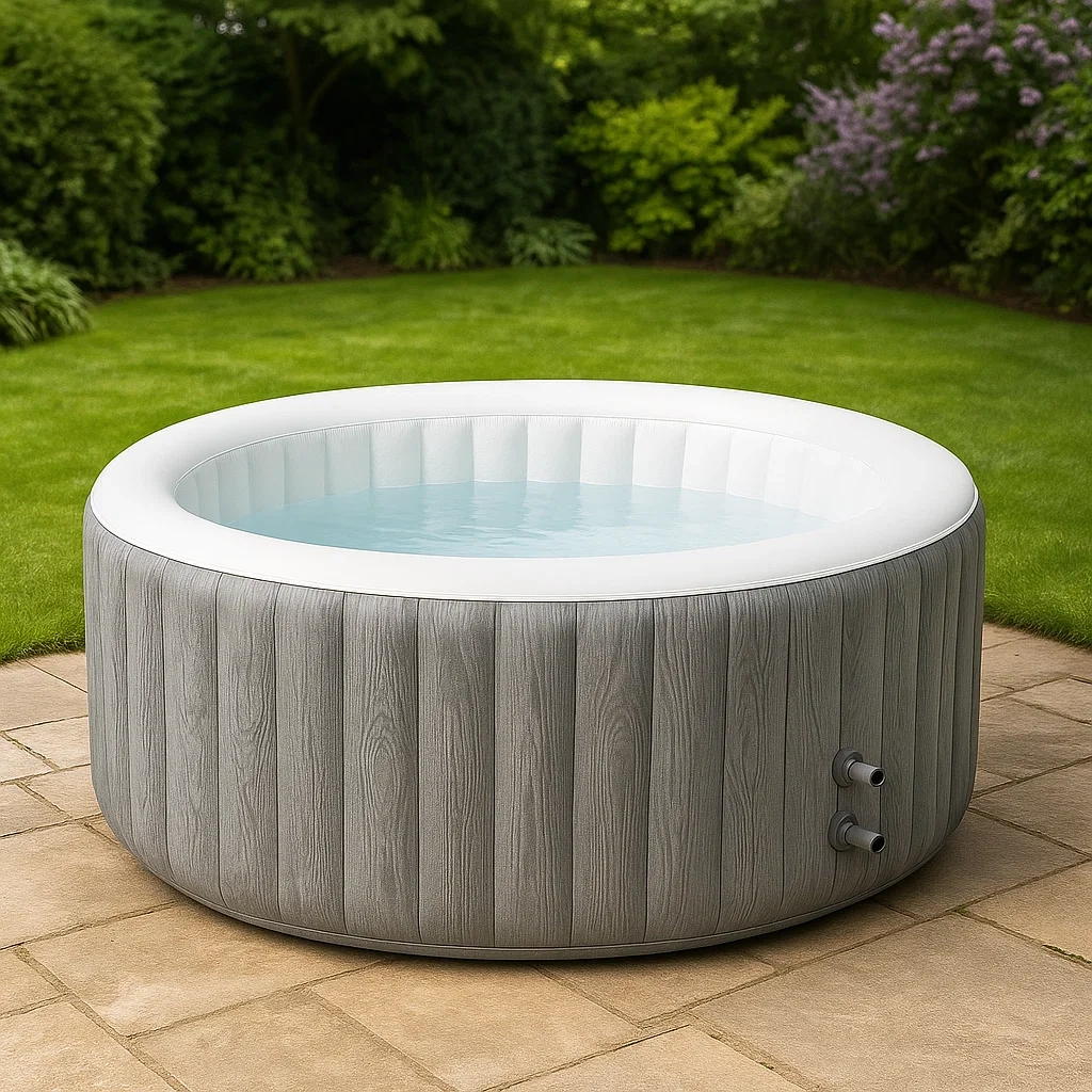 Aufblasbarer Whirlpool 185x185x71 cm 4 Personen rund grau/weiß dIJaluY307jQ