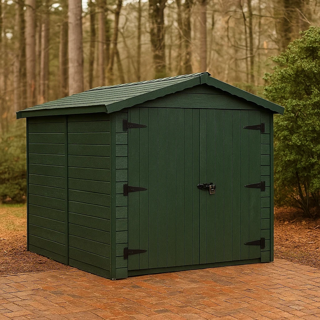 Gartenhaus, rechteckig, aus Holz, grün, mit Satteldach, selbsttragend, 150 x 200 x 215 cm, zur Aufbewahrung im Freien - 8aRfSWJ3Y532