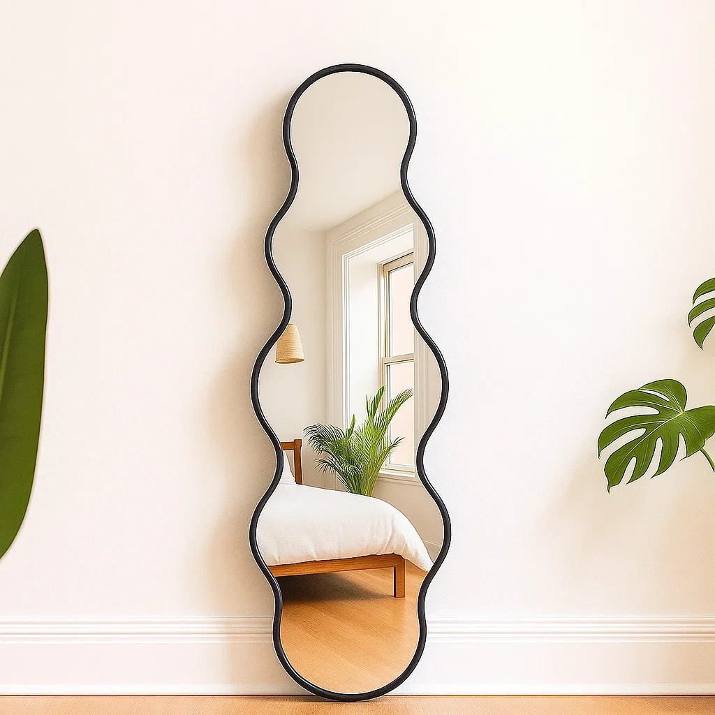 Ganzkörperspiegel, schwarz, Metall, geeignet für das Wohnzimmer, 70 x 6 x 193 cm