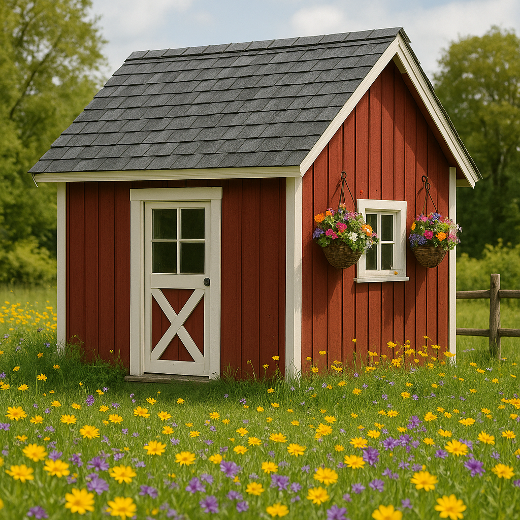 Gartenhaus aus Holz, rot-weiß, Kunstholz, für den Außenbereich, 240 × 200 × 250 cm