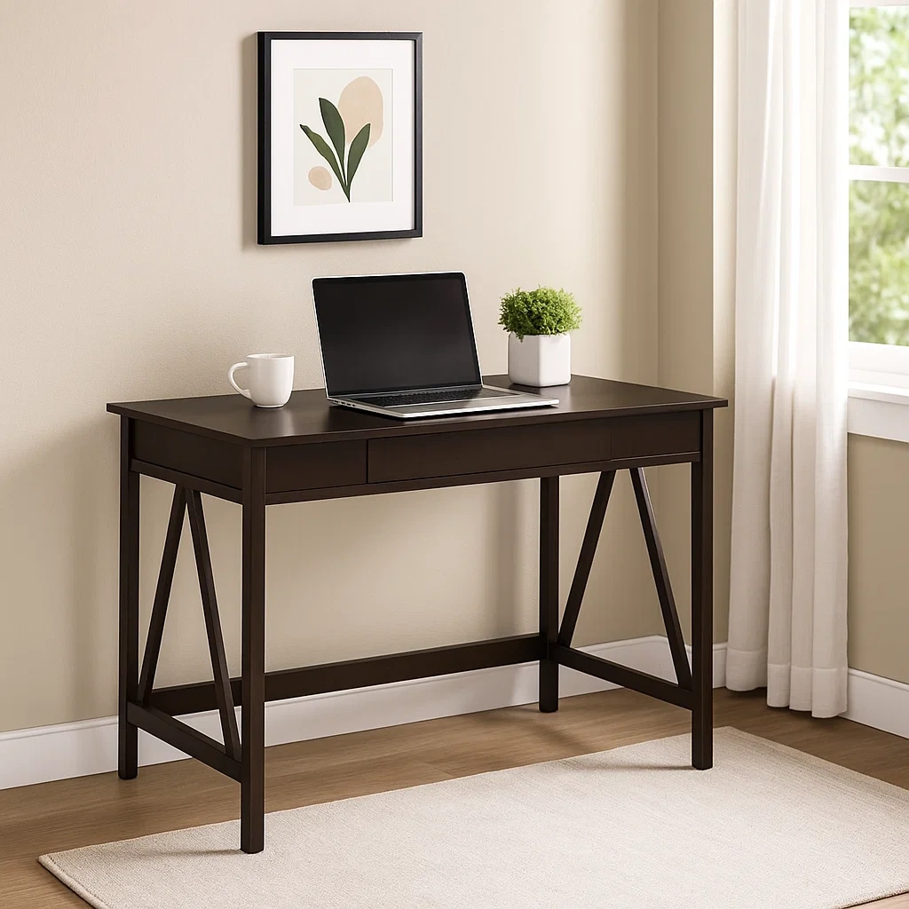 Dunkelbrauner MDF-Computertisch mit 1 Schublade, 100 x 50 x 76 cm - xJYlQoN309Sa