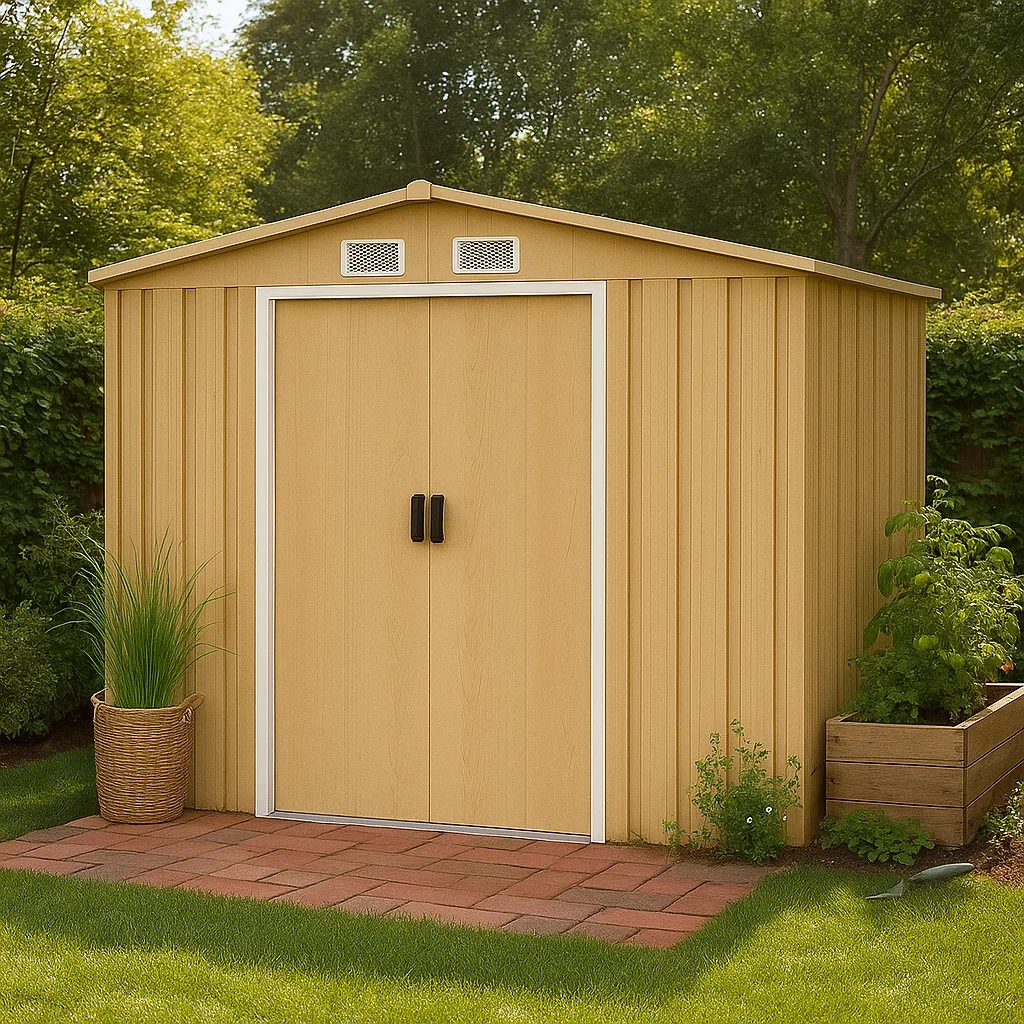 Gartenhaus aus verzinktem Stahl in heller Holzoptik, 6,84 m² - qlLBQGu148io