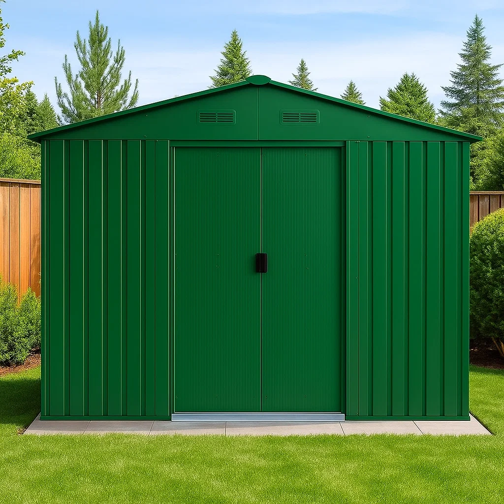 Gartenhaus aus grünem, verzinktem Stahl, 7,74 m² - nuhbJuK137Bl