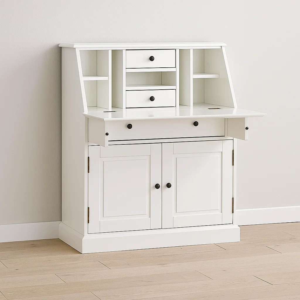 Sekretär mit Regalen und Schubladen – Weiß – MDF und Kiefer – Für den Innenbereich – 93 × 40 × 110,8 cm – znr3GlPpOY3u